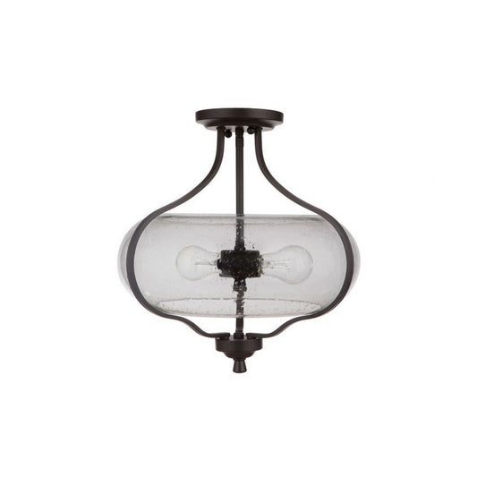 Craftmade Serene 15" 2-Light Espresso Semi-Flush Mount Light With Clear Seeded Glass Shade