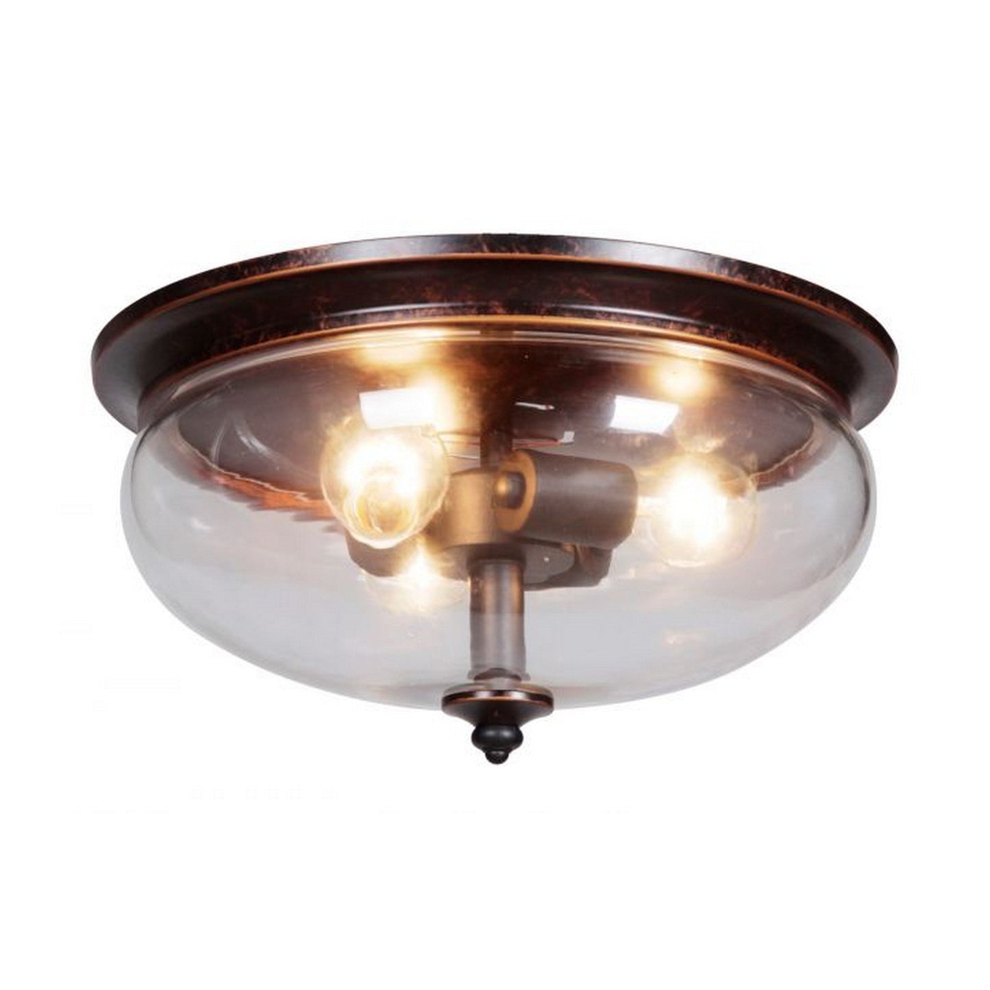 Craftmade Stafford 15" 3-Light Aged Bronze and Textured Black Flush Mount Light With Clear Glass Shade