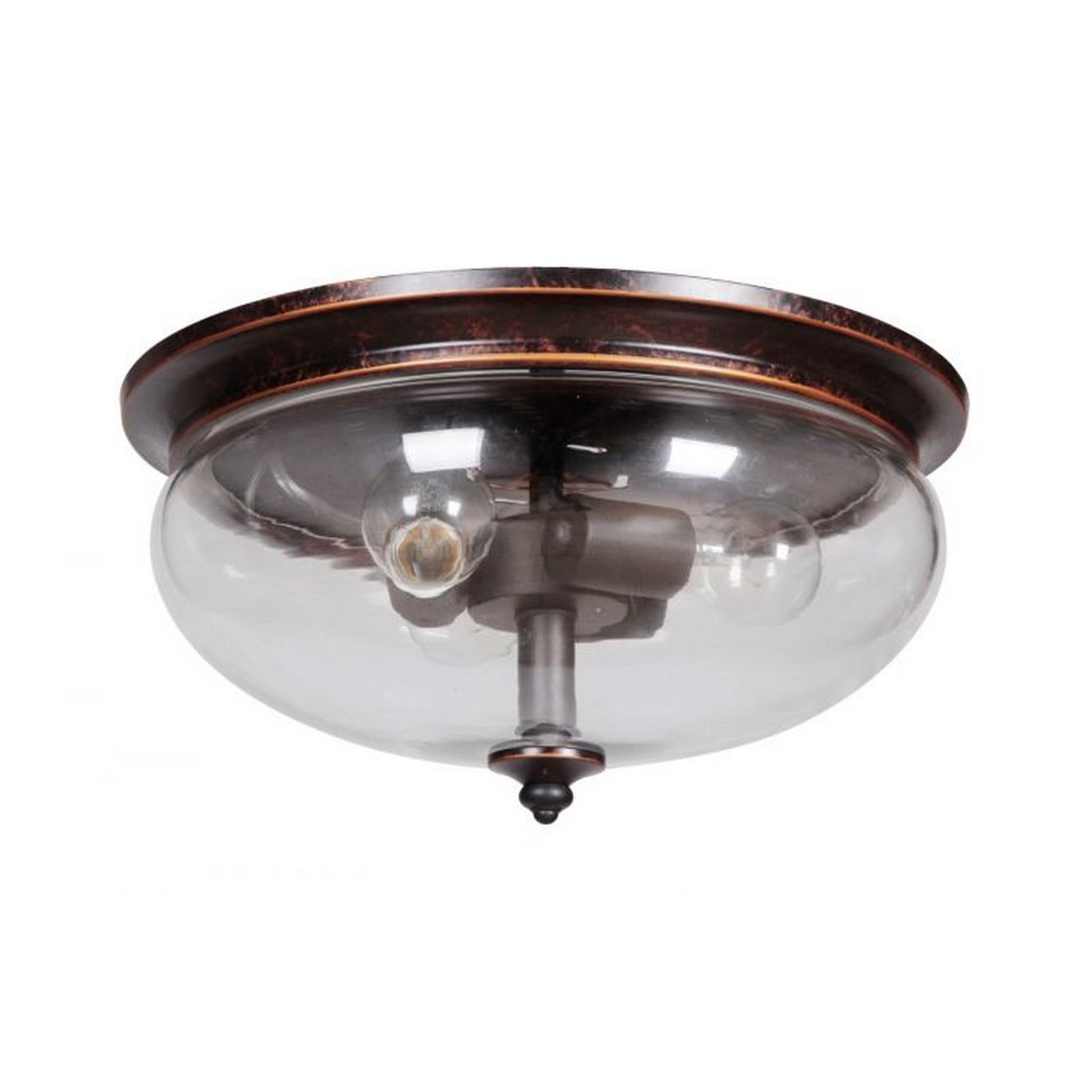 Craftmade Stafford 15" 3-Light Aged Bronze and Textured Black Flush Mount Light With Clear Glass Shade