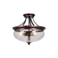 Craftmade Stafford 15" 3-Light Aged Bronze and Textured Black Semi-Flush Mount Light With Clear Glass Shade