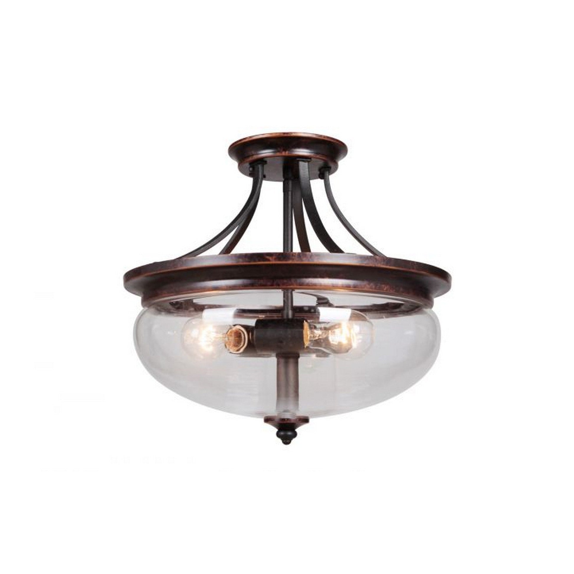 Craftmade Stafford 15" 3-Light Aged Bronze and Textured Black Semi-Flush Mount Light With Clear Glass Shade