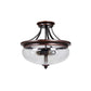 Craftmade Stafford 15" 3-Light Aged Bronze and Textured Black Semi-Flush Mount Light With Clear Glass Shade