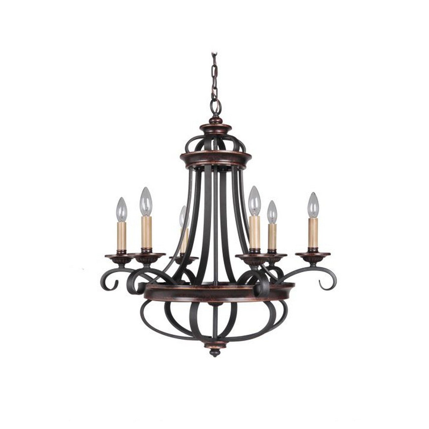 Craftmade Stafford 26" 6-Light Aged Bronze and Textured Black Candelabra Chandelier