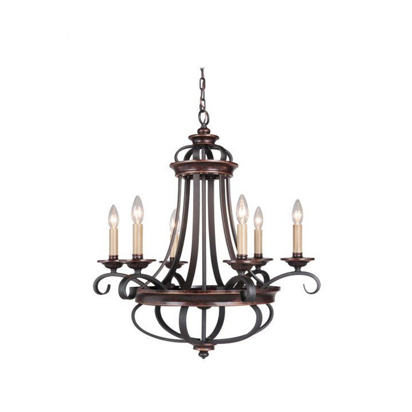 Craftmade Stafford 26" 6-Light Aged Bronze and Textured Black Candelabra Chandelier