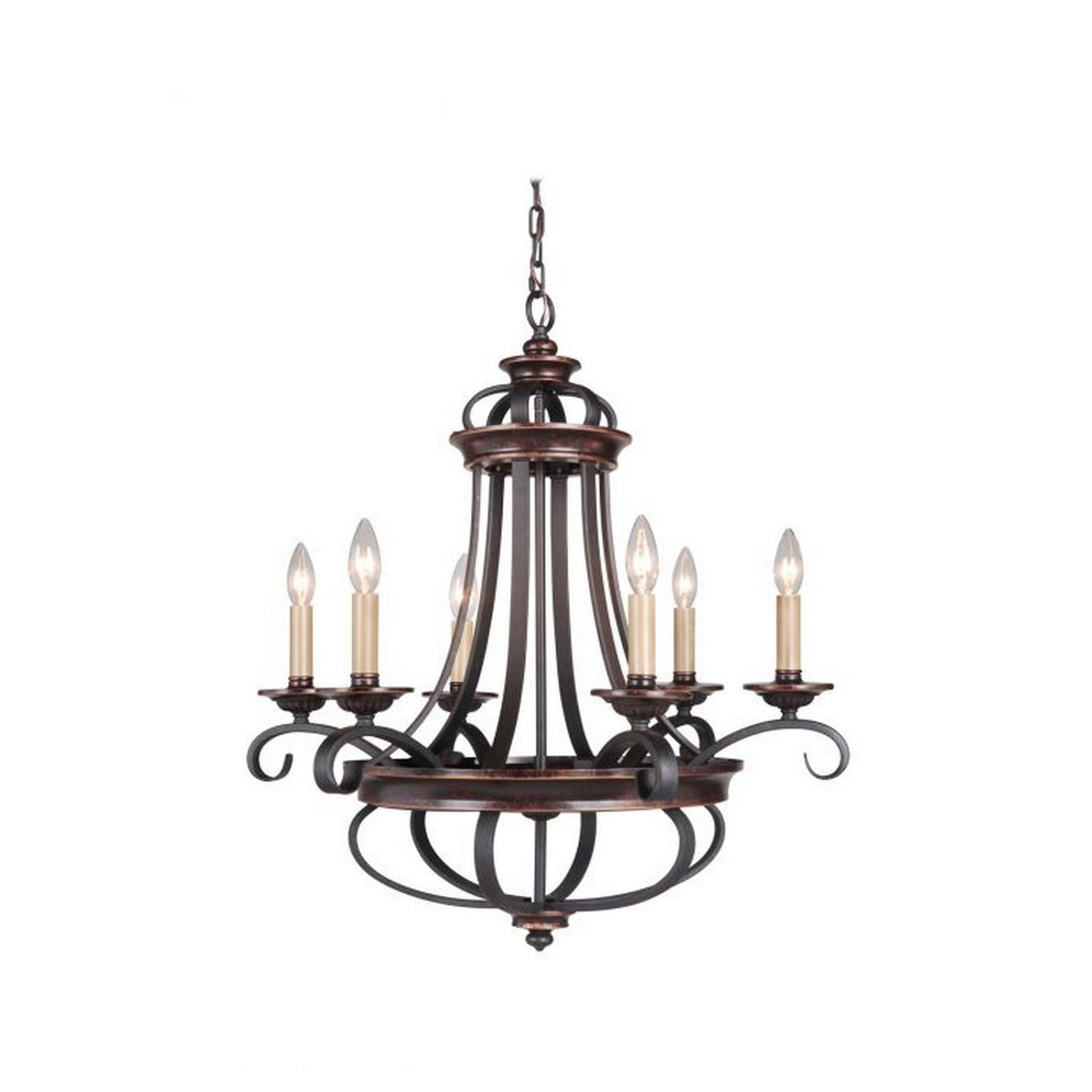 Craftmade Stafford 26" 6-Light Aged Bronze and Textured Black Candelabra Chandelier