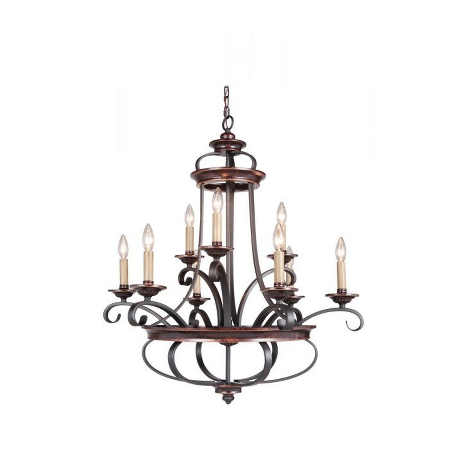 Craftmade Stafford 31" 9-Light 2-Tier Aged Bronze and Textured Black Candelabra Chandelier