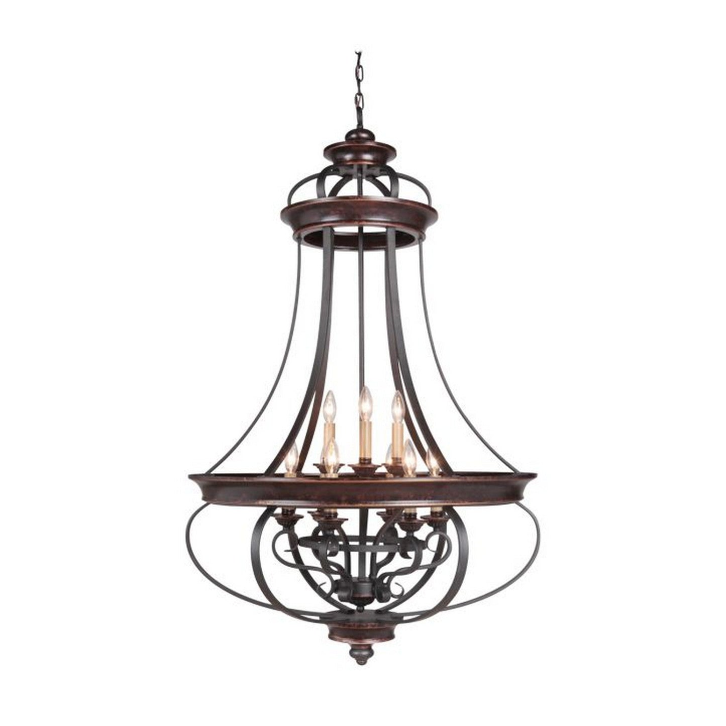 Craftmade Stafford 31" 9-Light Aged Bronze and Textured Black Candelabra Chandelier