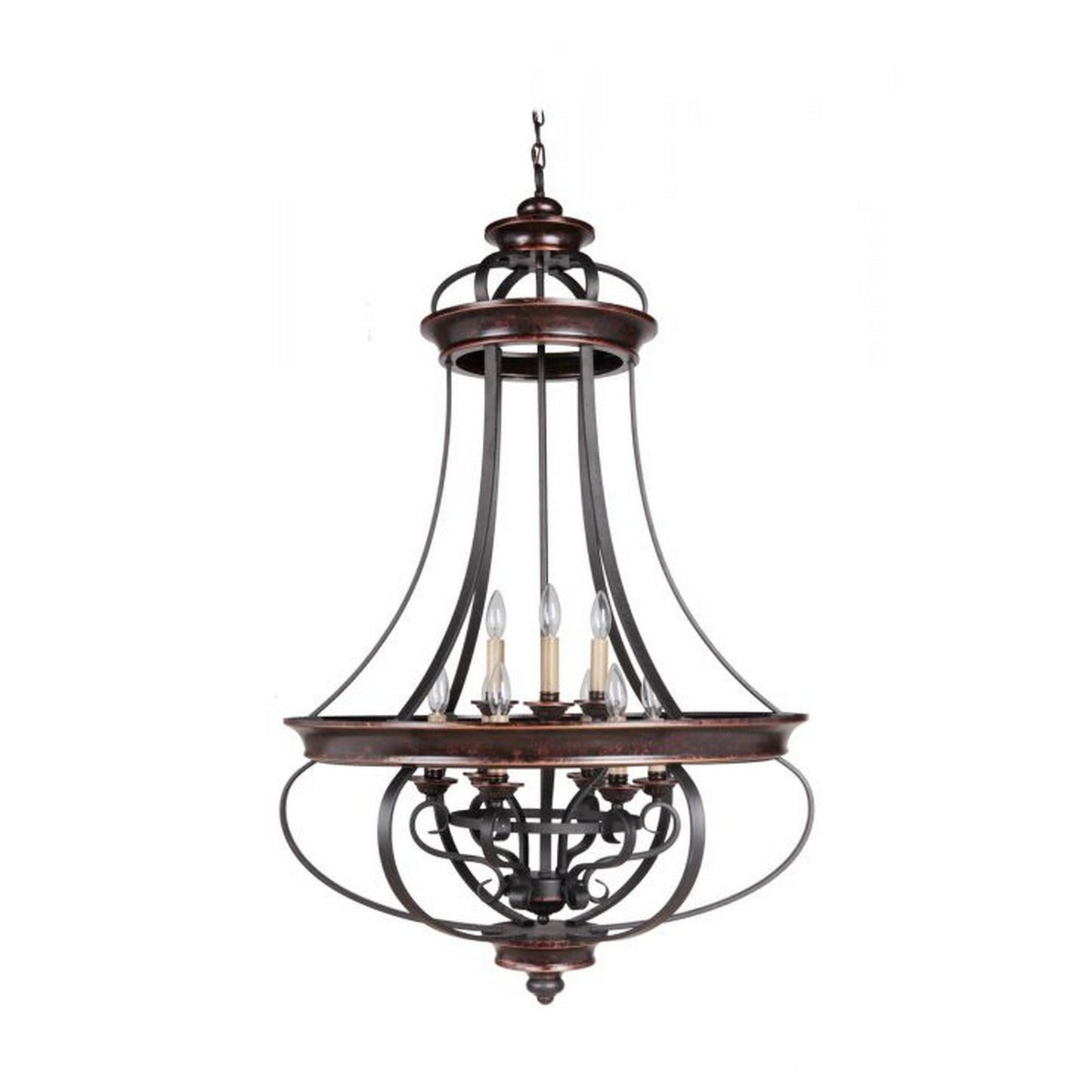 Craftmade Stafford 31" 9-Light Aged Bronze and Textured Black Candelabra Chandelier