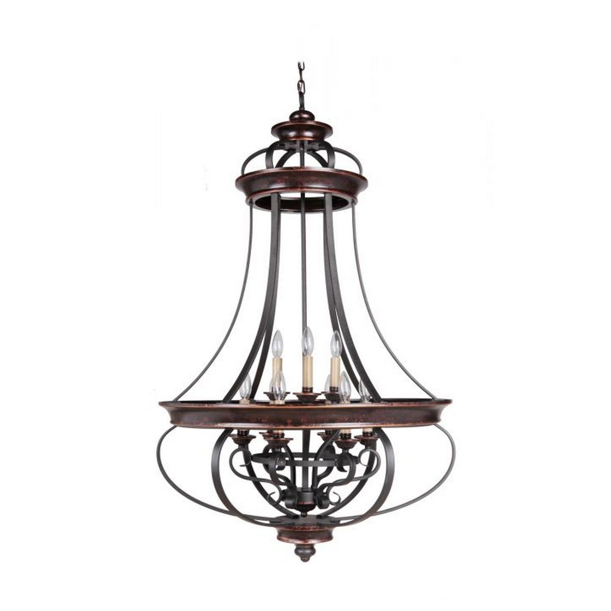 Craftmade Stafford 31" 9-Light Aged Bronze and Textured Black Candelabra Chandelier