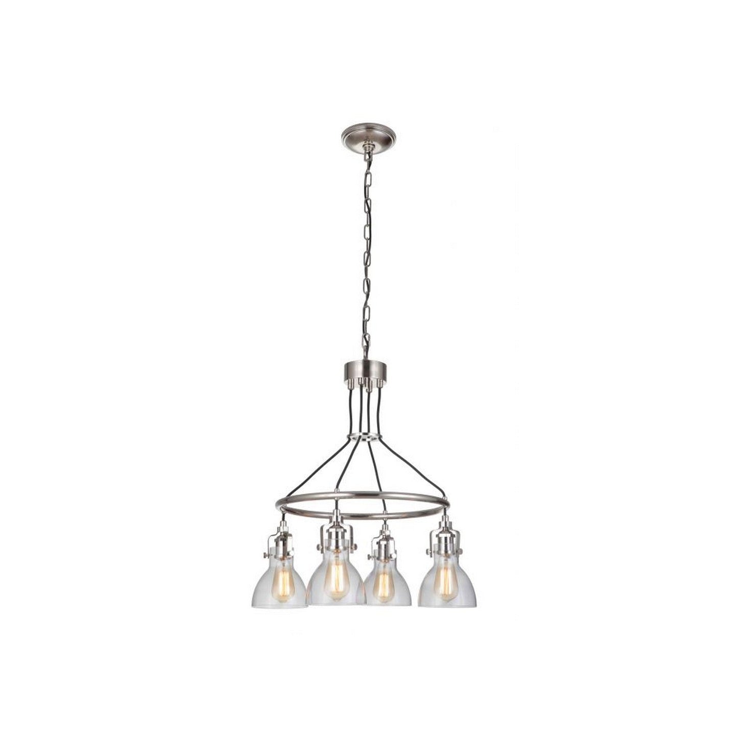 Craftmade State House 24" 4-Light Polished Nickel Chandelier With Dome Glass Shades