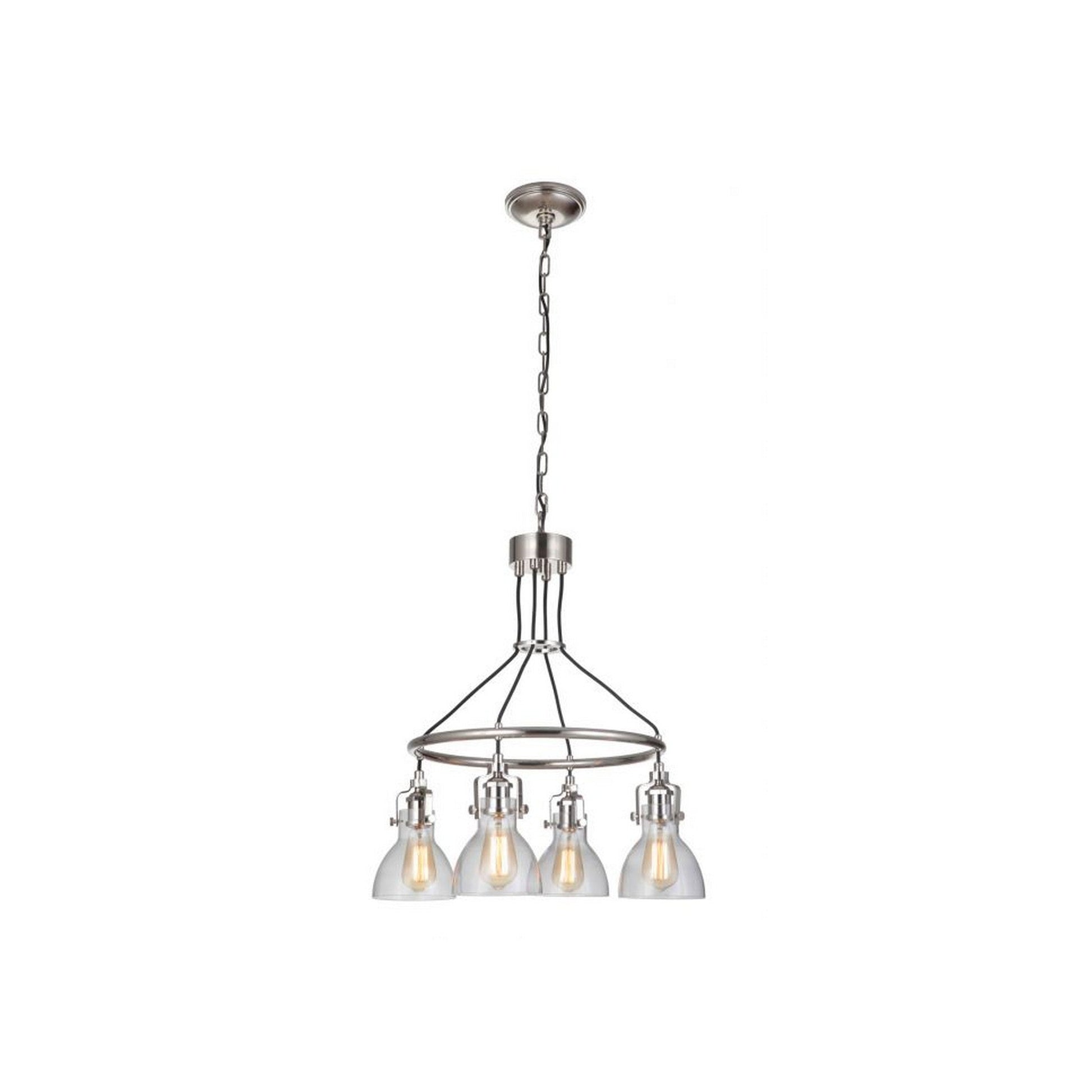 Craftmade State House 24" 4-Light Polished Nickel Chandelier With Dome Glass Shades