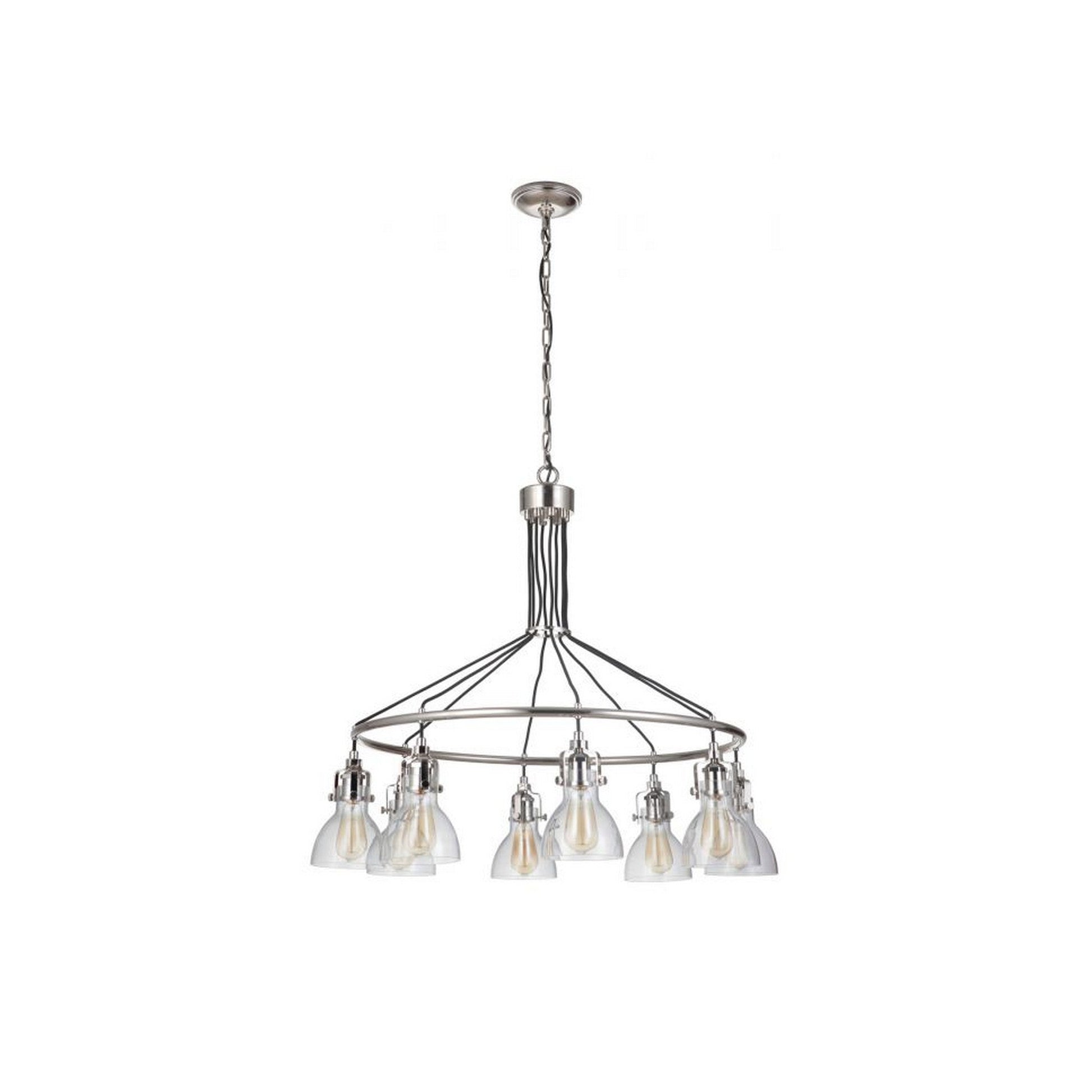 Craftmade State House 37" 8-Light Polished Nickel Chandelier With Dome Glass Shades