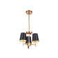 Craftmade Tarryn 11" 3-Light Satin Brass Candle-Style Semi-Flush Mount Light With Crystal Accents and Black Tapered Shades