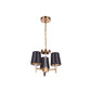 Craftmade Tarryn 11" 3-Light Satin Brass Candle-Style Semi-Flush Mount Light With Crystal Accents and Black Tapered Shades