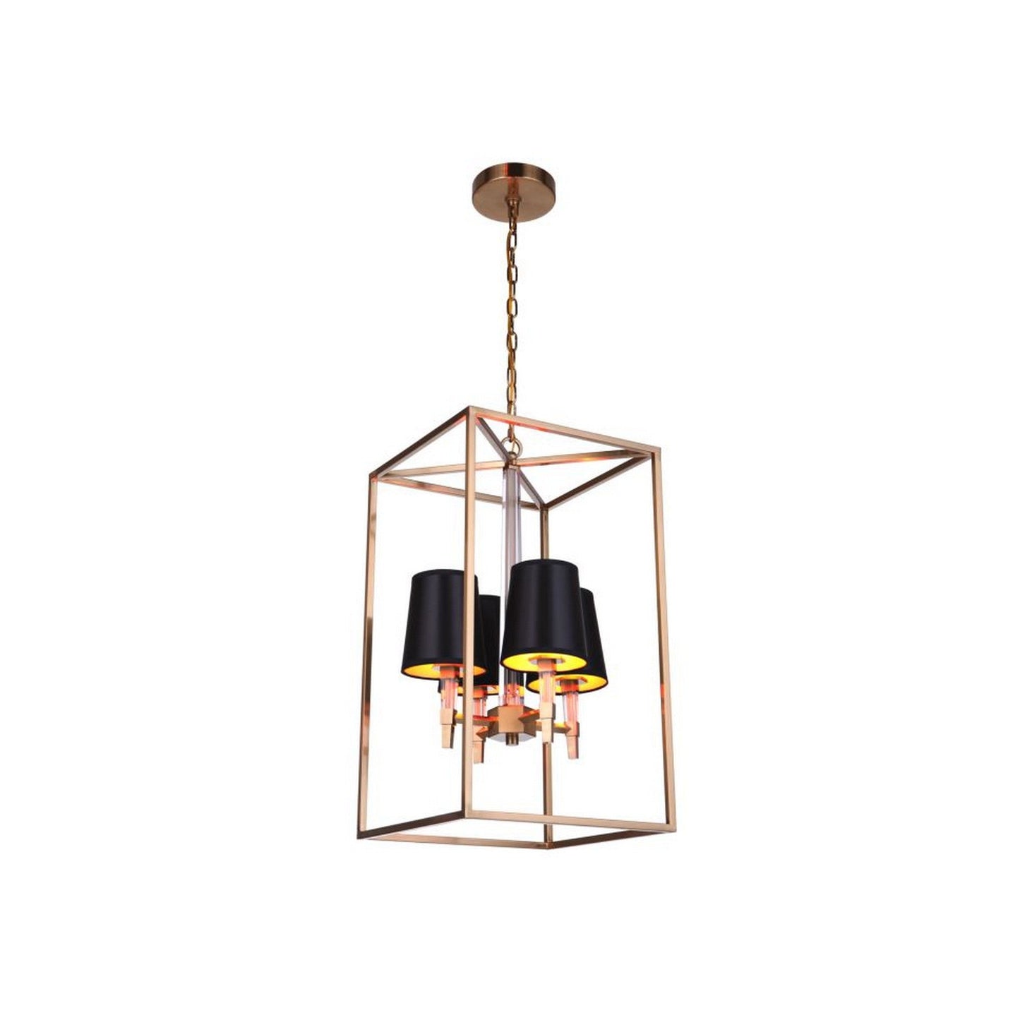 Craftmade Tarryn 14" 4-Light Satin Brass Candle-Style Foyer Chandelier With Crystal Accents and Black Tapered Shades