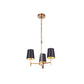 Craftmade Tarryn 20" 3-Light Satin Brass Candle-Style Chandelier With Crystal Accents and Black Tapered Shades