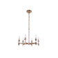 Craftmade Tarryn 26" 6-Light Satin Brass Candle-Style Chandelier With Crystal Accents and Black Tapered Shades