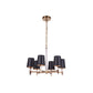 Craftmade Tarryn 30" 9-Light 2-Tier Satin Brass Candle-Style Chandelier With Crystal Accents and Black Tapered Shades