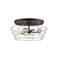 Craftmade Thatcher 17" 3-Light Flat Black Flush Mount Light With Brushed Polished Nickel Metal Wire Shade