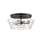 Craftmade Thatcher 17" 3-Light Flat Black Flush Mount Light With Brushed Polished Nickel Metal Wire Shade