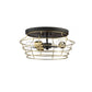 Craftmade Thatcher 17" 3-Light Flat Black Flush Mount Light With Satin Brass Metal Wire Shade