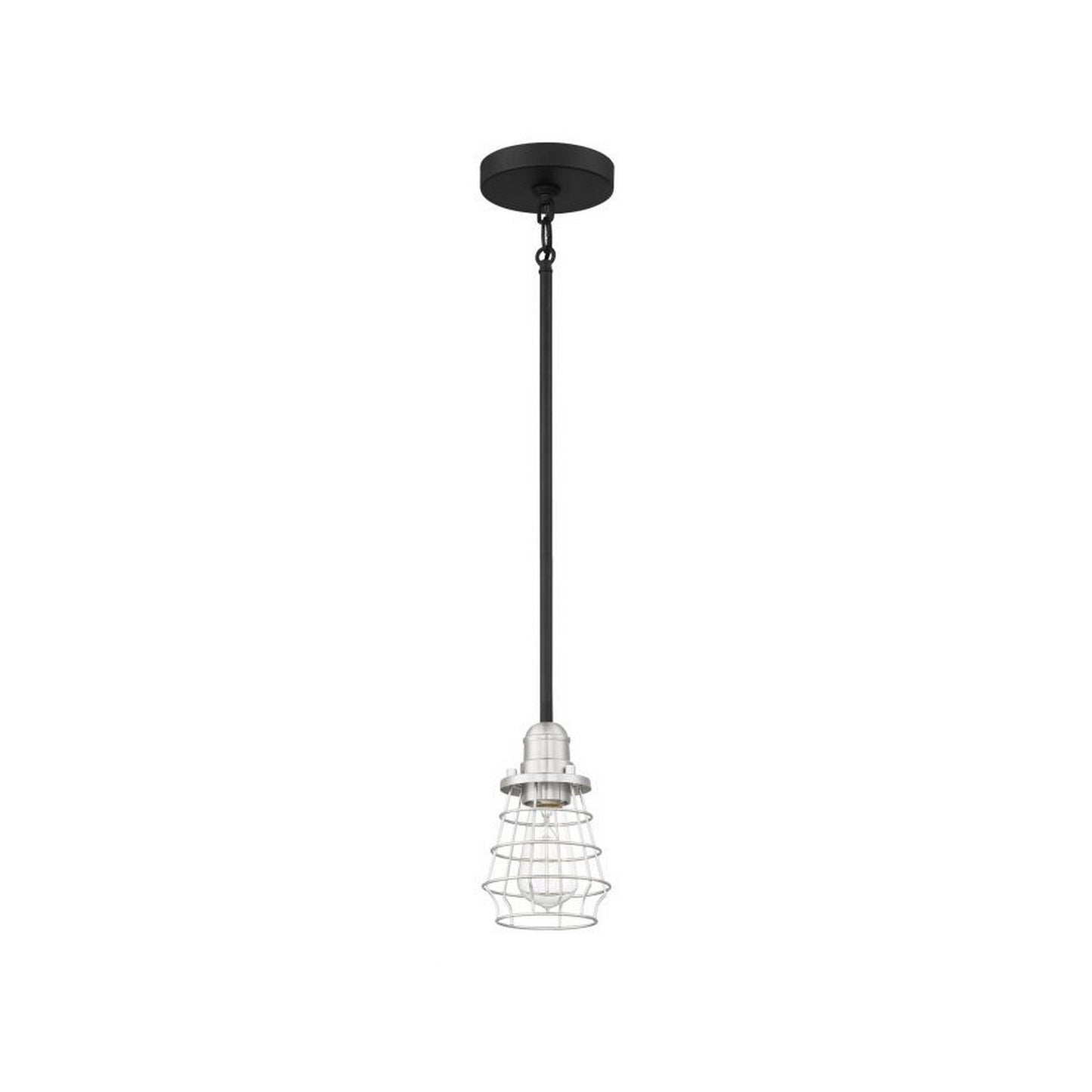 Craftmade Thatcher 5" 1-Light Flat Black Mini-Pendant Light With Brushed Polished Nickel Metal Wire Shade