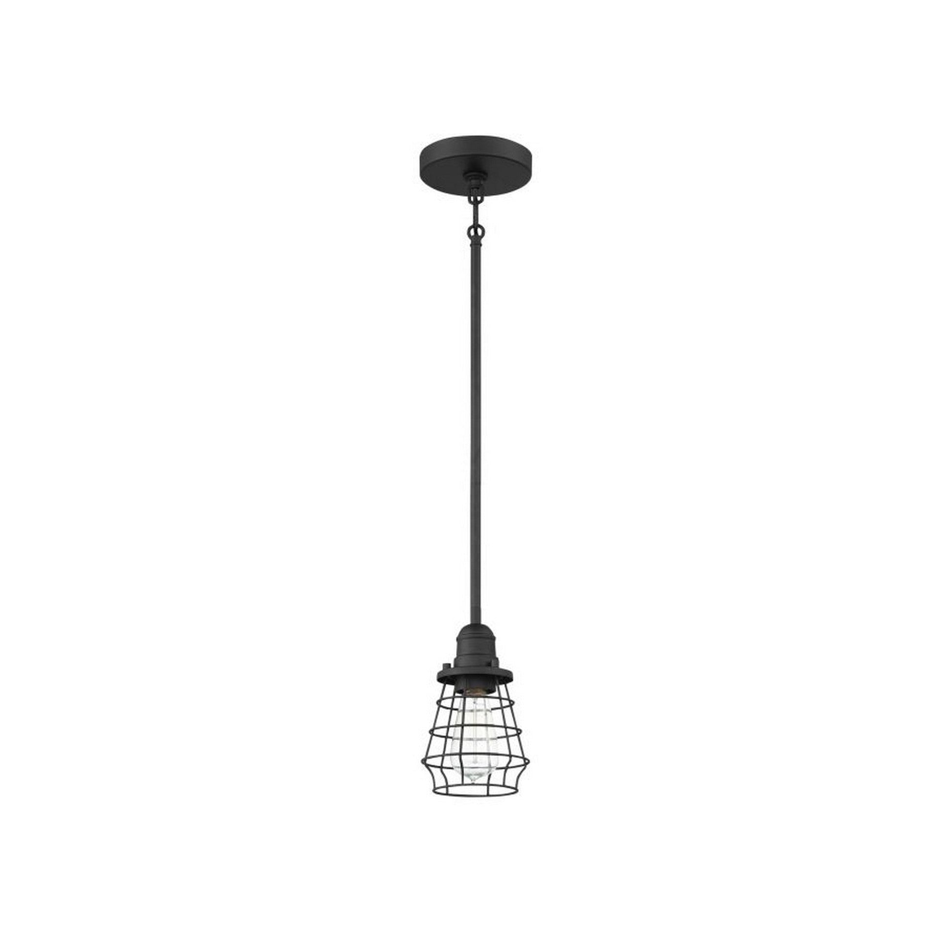 Craftmade Thatcher 5" 1-Light Flat Black Mini-Pendant Light With Metal Wire Shade
