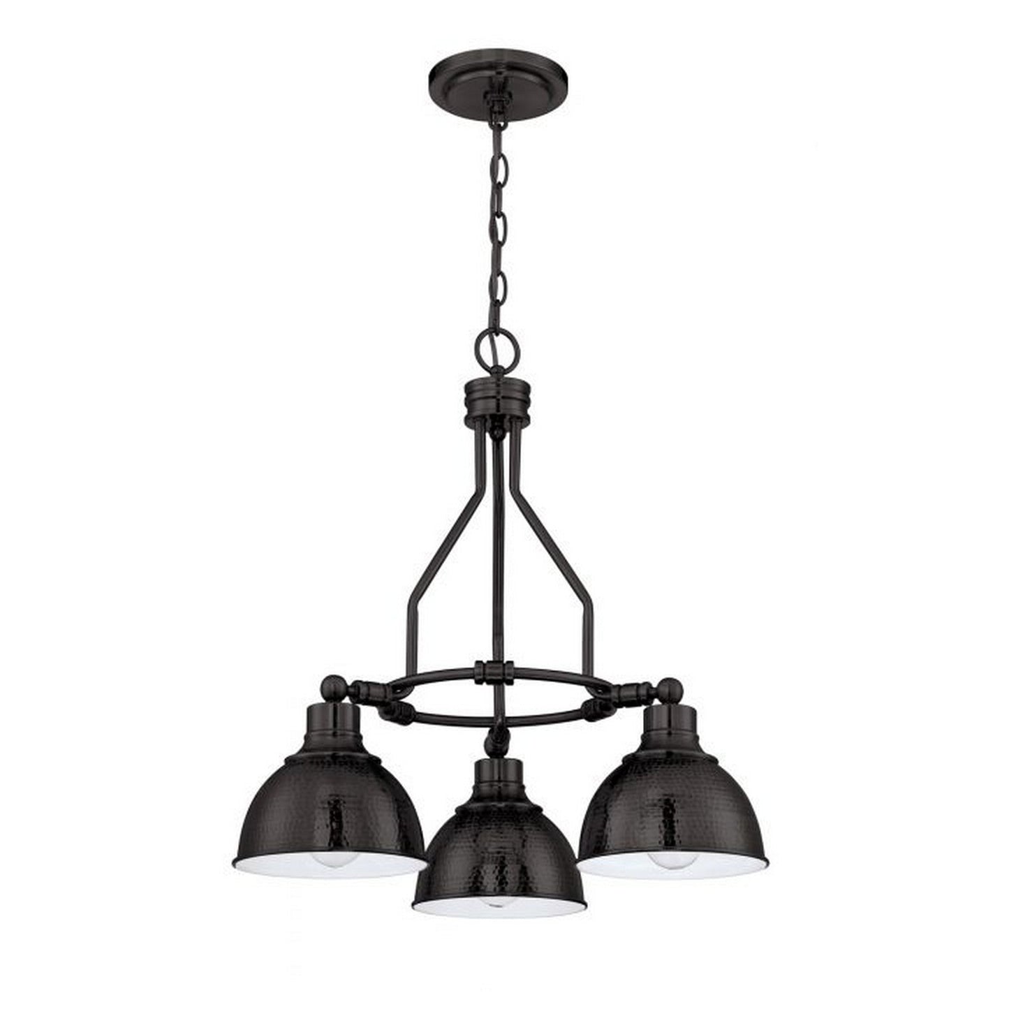 Craftmade Timarron 23" 3-Light Aged Brushed Bronze Light Down Chandelier With Hammered Metal Shades