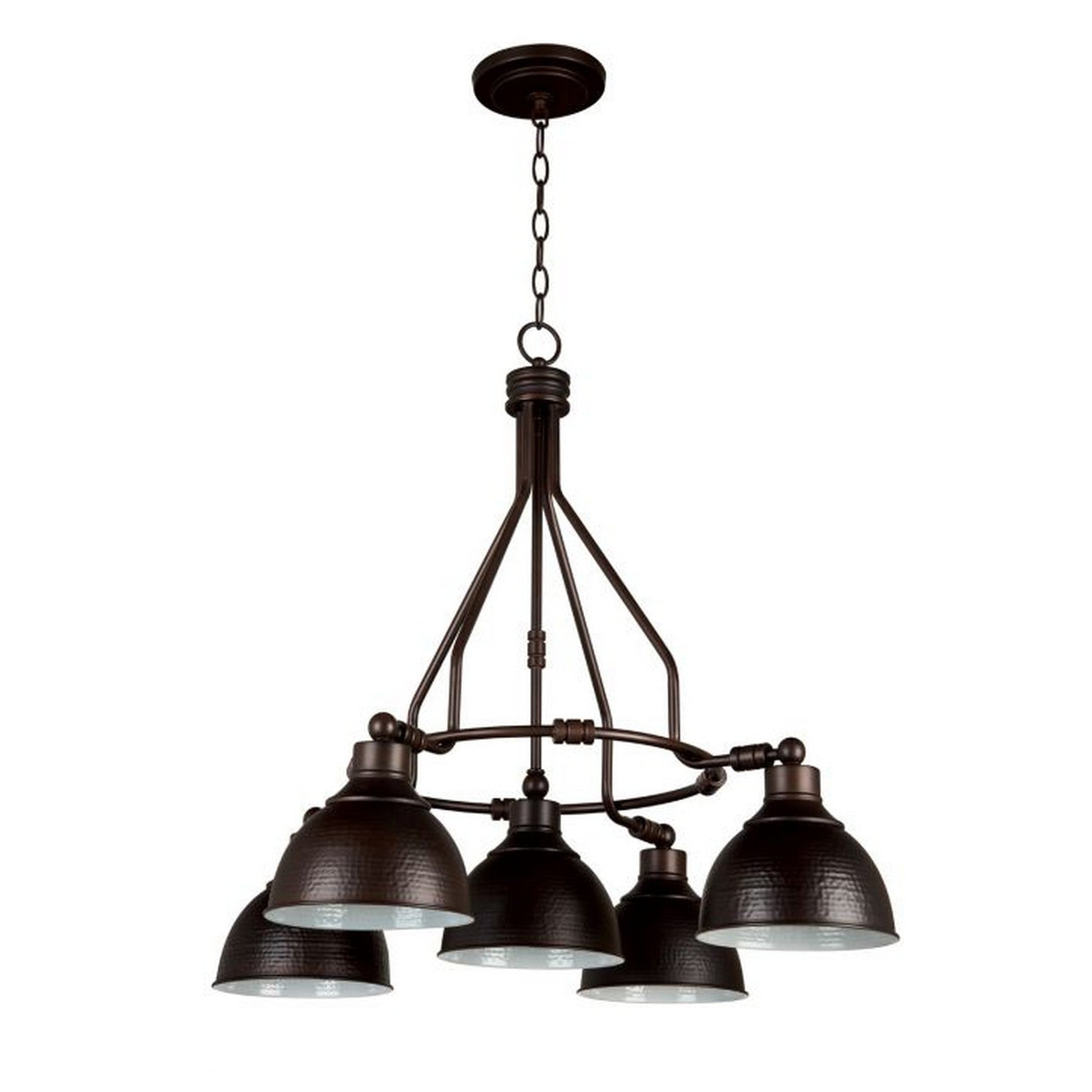 Craftmade Timarron 30" 5-Light Aged Brushed Bronze Light Down Chandelier With Hammered Metal Shades