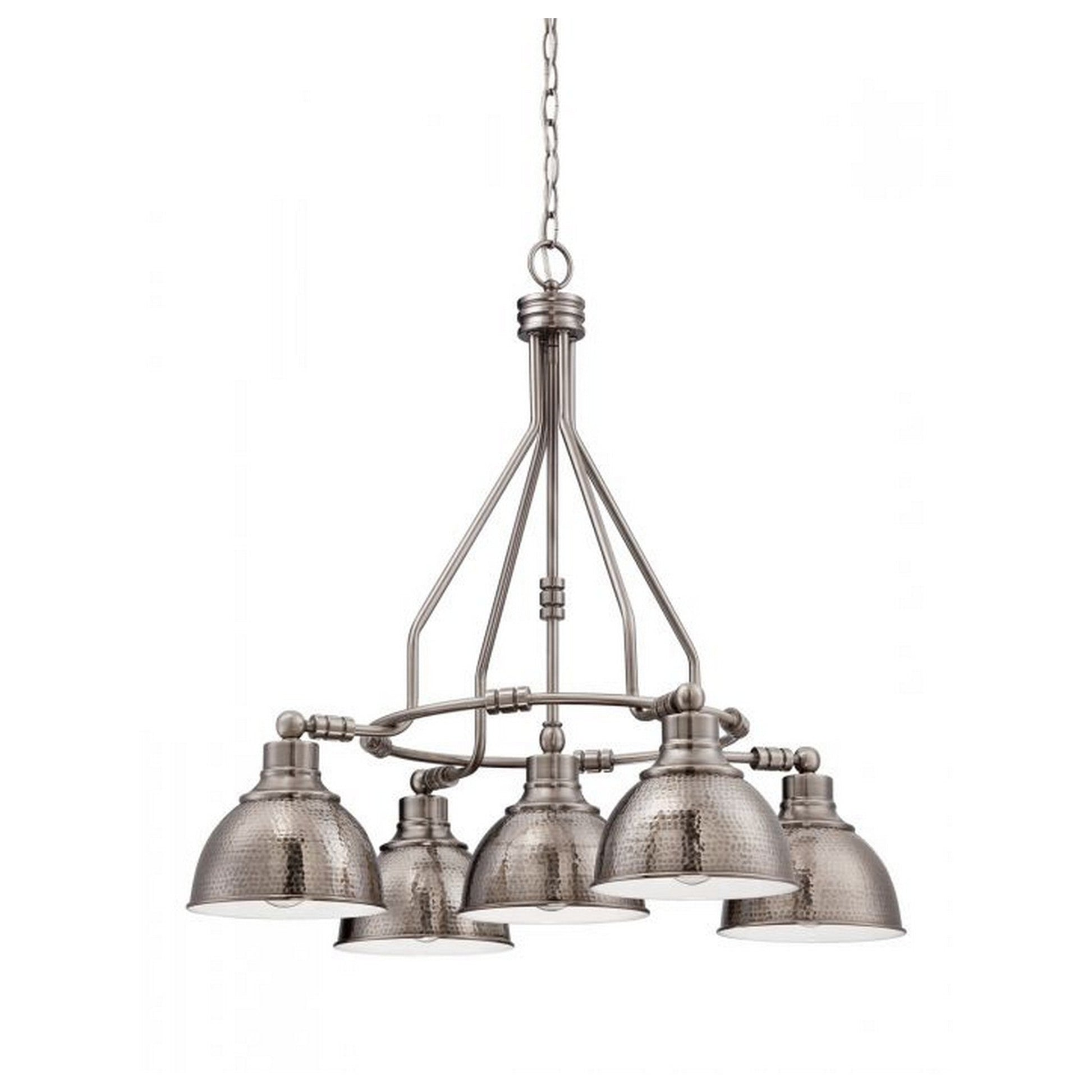 Craftmade Timarron 30" 5-Light Antique Nickel Light Down Chandelier With Hammered Metal Shades