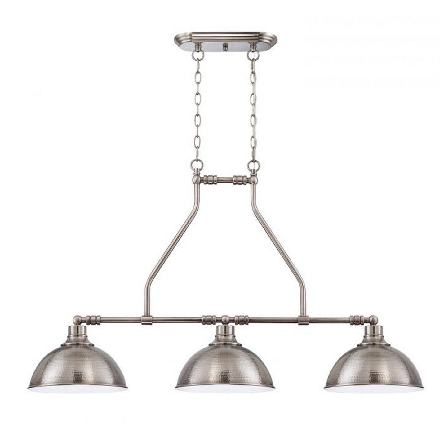 Craftmade Timarron 43" 3-Light Antique Nickel Kitchen Island Light With Hammered Metal Shades