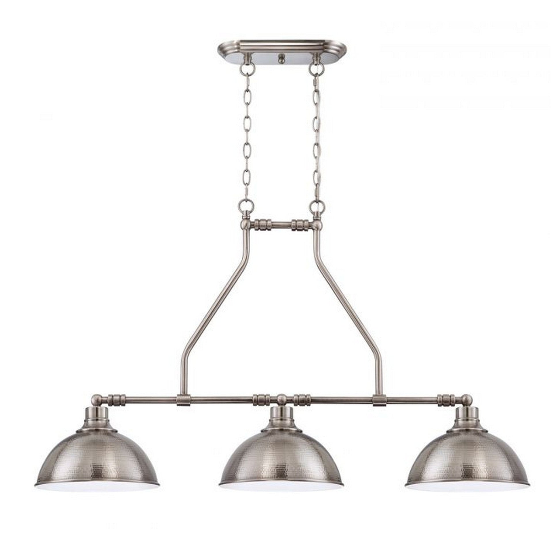 Craftmade Timarron 43" 3-Light Antique Nickel Kitchen Island Light With Hammered Metal Shades