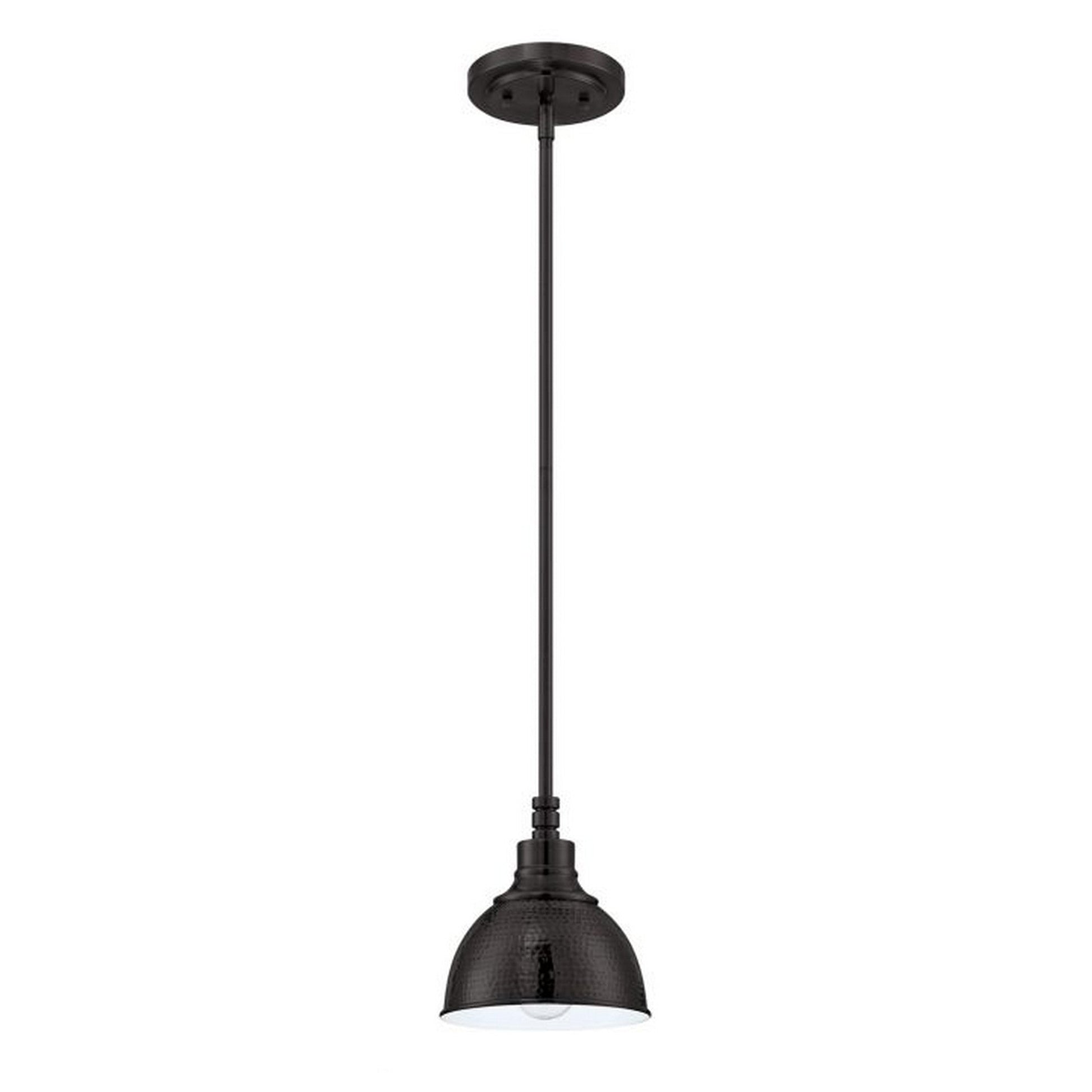 Craftmade Timarron 8" 1-Light Aged Brushed Bronze Mini-Pendant Light With Hammered Metal Shade