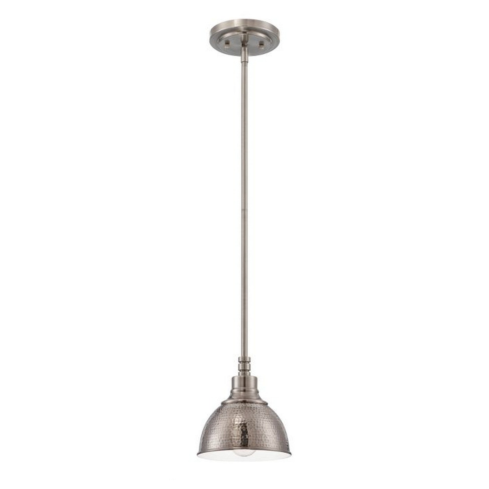 Craftmade Timarron 8" 1-Light Antique Nickel Mini-Pendant Light With Hammered Metal Shade