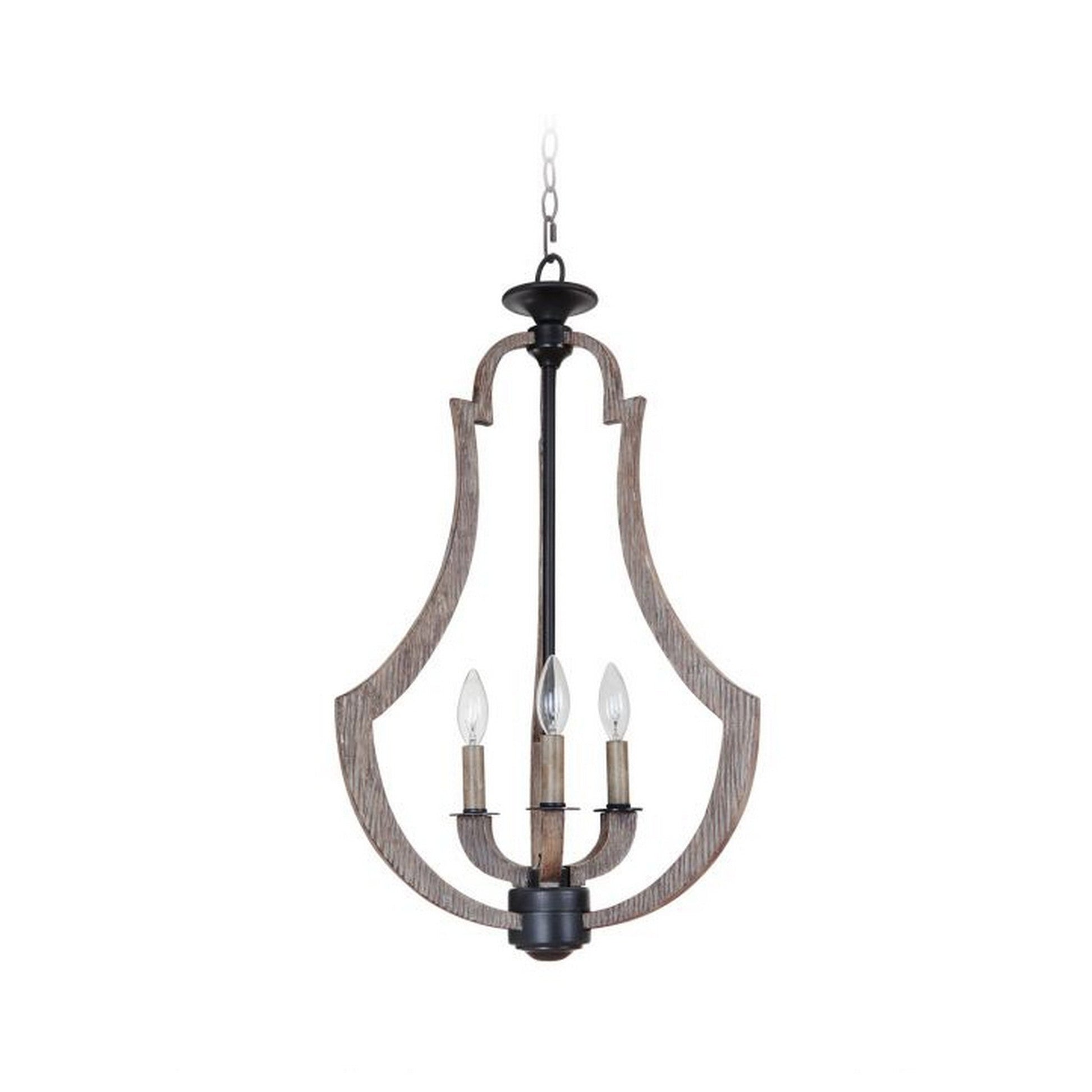 Craftmade Winton 17" 3-Light Weathered Pine and Bronze Candelabra Foyer Chandelier
