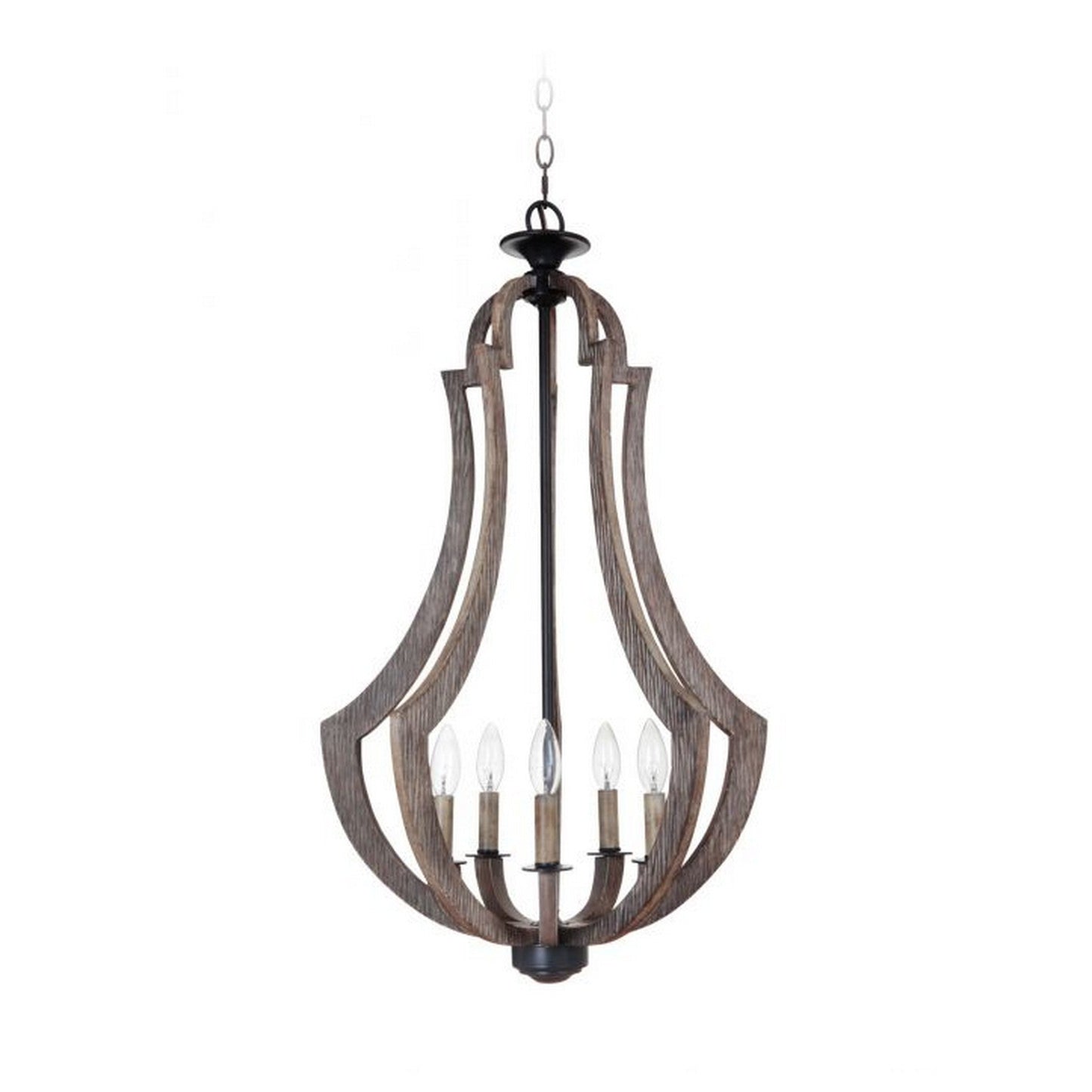 Craftmade Winton 19" 5-Light Weathered Pine and Bronze Candelabra Foyer Chandelier
