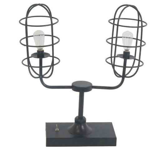 Crestview Collection 15" Rustic Metal Table Lamp In Black Finish