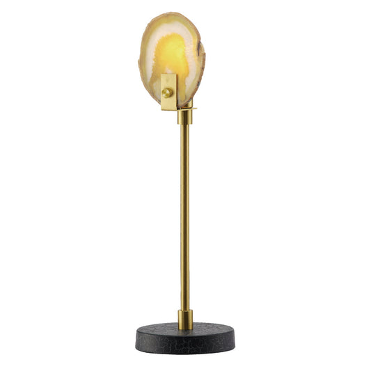 Crestview Collection 18" Transitional Metal And Agate Candle Light In Black Crackle And Soft Brass Finish