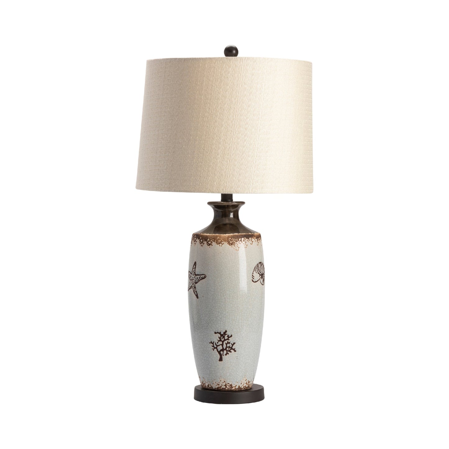 Crestview Collection 31" Coastal Ceramic Marine Table Lamp In Soft Blue Finish With Cream Linen Shade