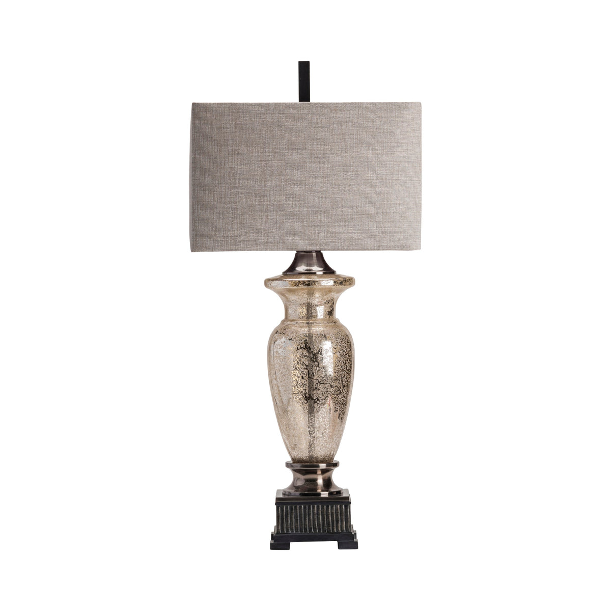 Crestview Collection 40" Traditional Glass Resin And Metal Table Lamp In Aged Nickel Finish With Silver Linen Shade