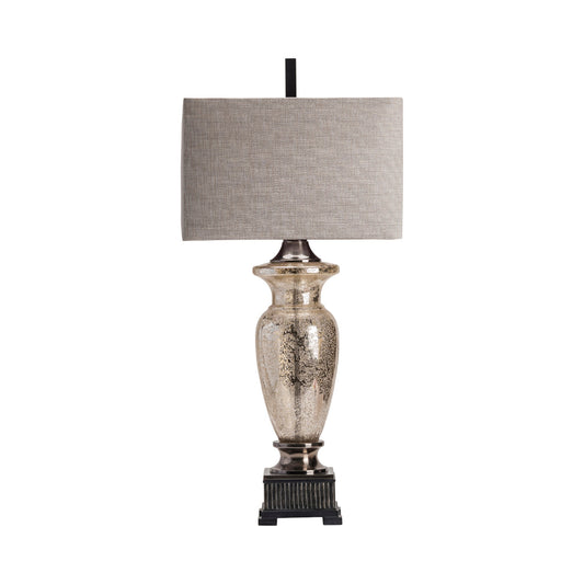 Crestview Collection 40" Traditional Glass Resin And Metal Table Lamp In Aged Nickel Finish With Silver Linen Shade