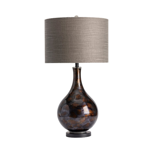 Crestview Collection Adler 34" Transitional Glass And Metal Table Lamp In Dark Gray Finish With Grey Linen Shade