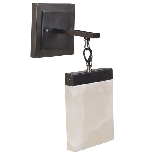 Crestview Collection Aimes 15" Modern Metal And Alabaster Wall Sconce In Bronze And Alabaster Finish With Rectangular Alabaster Shade And Led Light