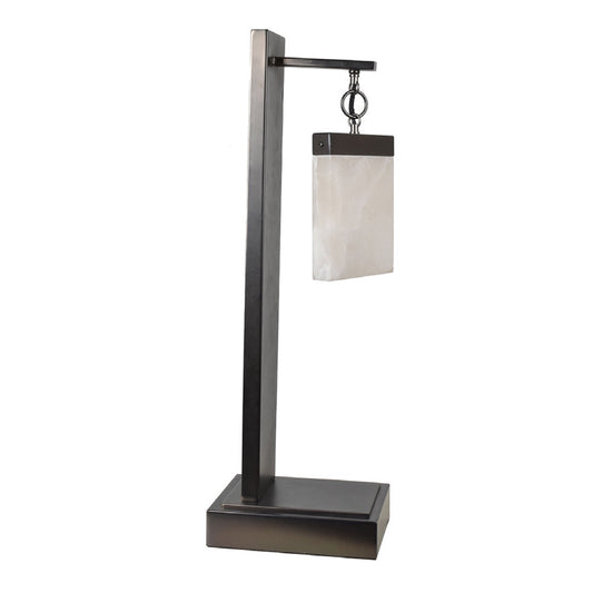 Crestview Collection Aimes 28" Modern Metal And Alabaster Table Lamp In Bronze And Alabaster Finish With Rectangular Alabaster Shade And Led Light