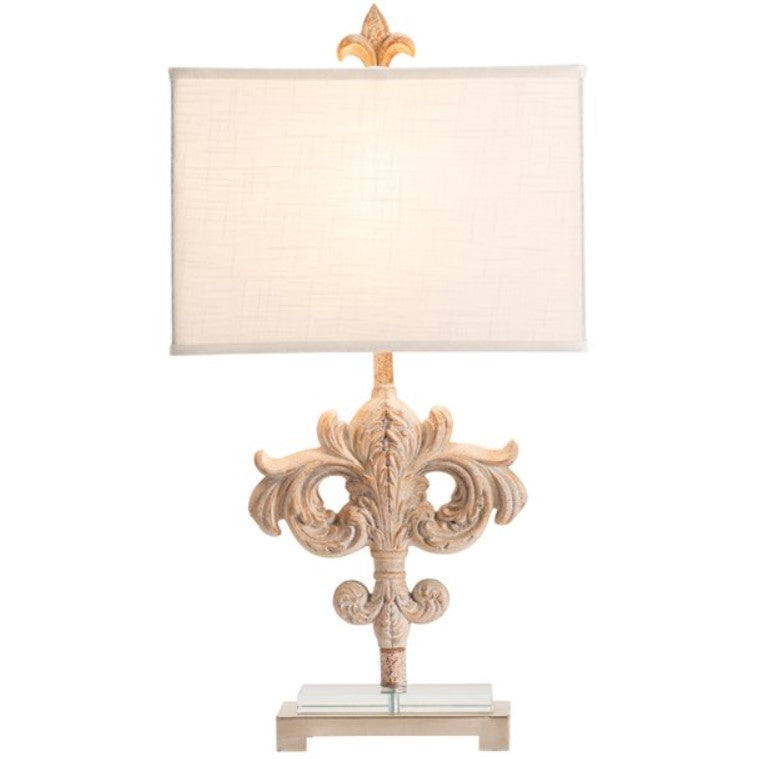 Crestview Collection Ainsley 29" Traditional Resin And Crystal Table Lamp In Toasted Cream And Crystal Finish With White Linen Shade