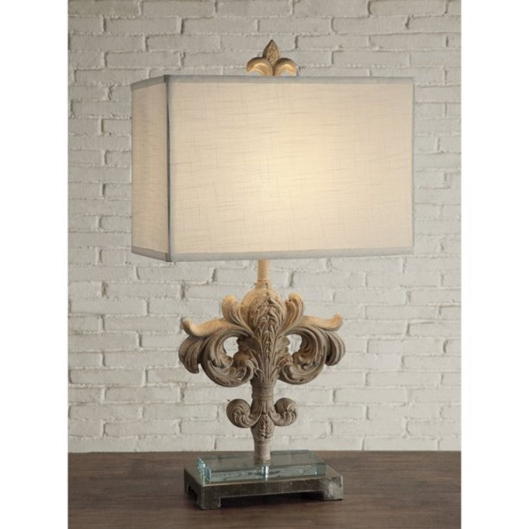 Crestview Collection Ainsley 29" Traditional Resin And Crystal Table Lamp In Toasted Cream And Crystal Finish With White Linen Shade