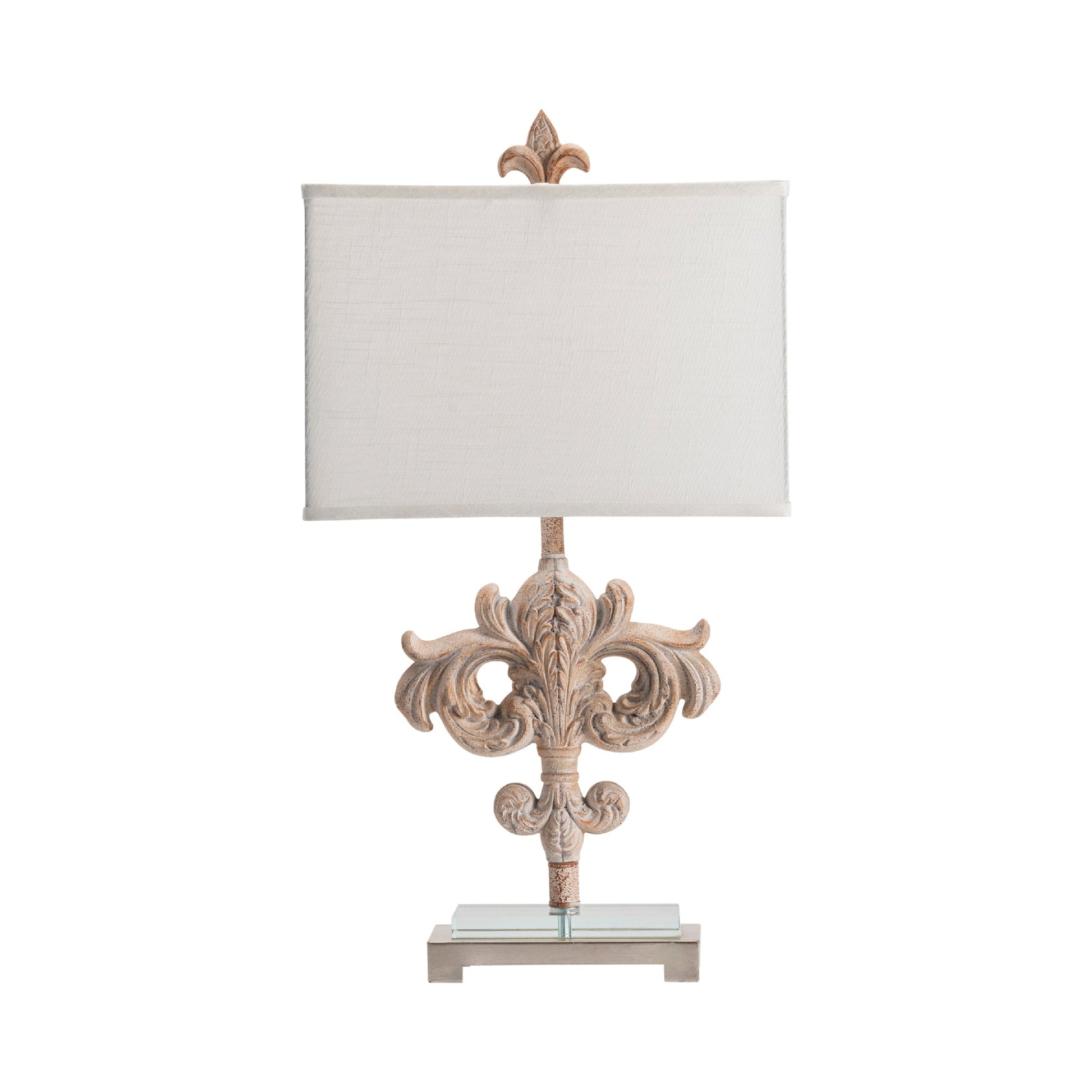 Crestview Collection Ainsley 29" Traditional Resin And Crystal Table Lamp In Toasted Cream And Crystal Finish With White Linen Shade