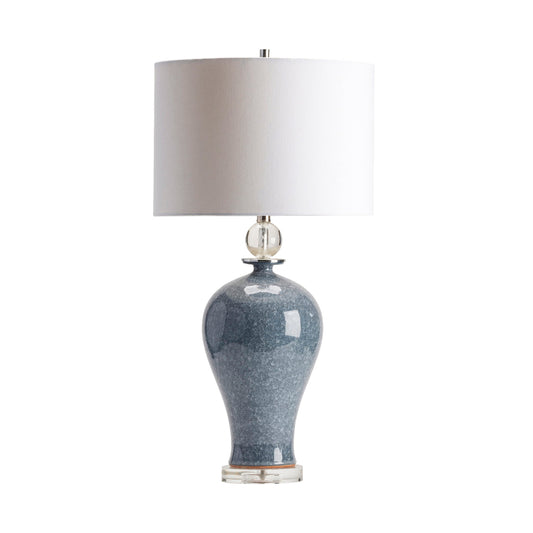 Crestview Collection Ambient 31" Traditional Ceramic And Crystal Table Lamp In Blue And Crystal Finish With White Linen Shade