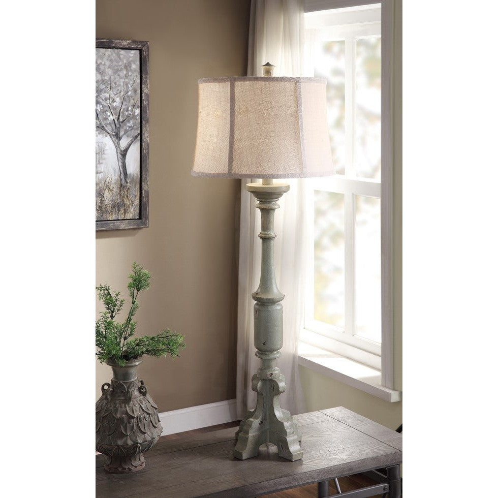 Crestview Collection Analisa 34" Traditional Resin Table Lamp In Farm Green Finish With Cream Burlap Shade