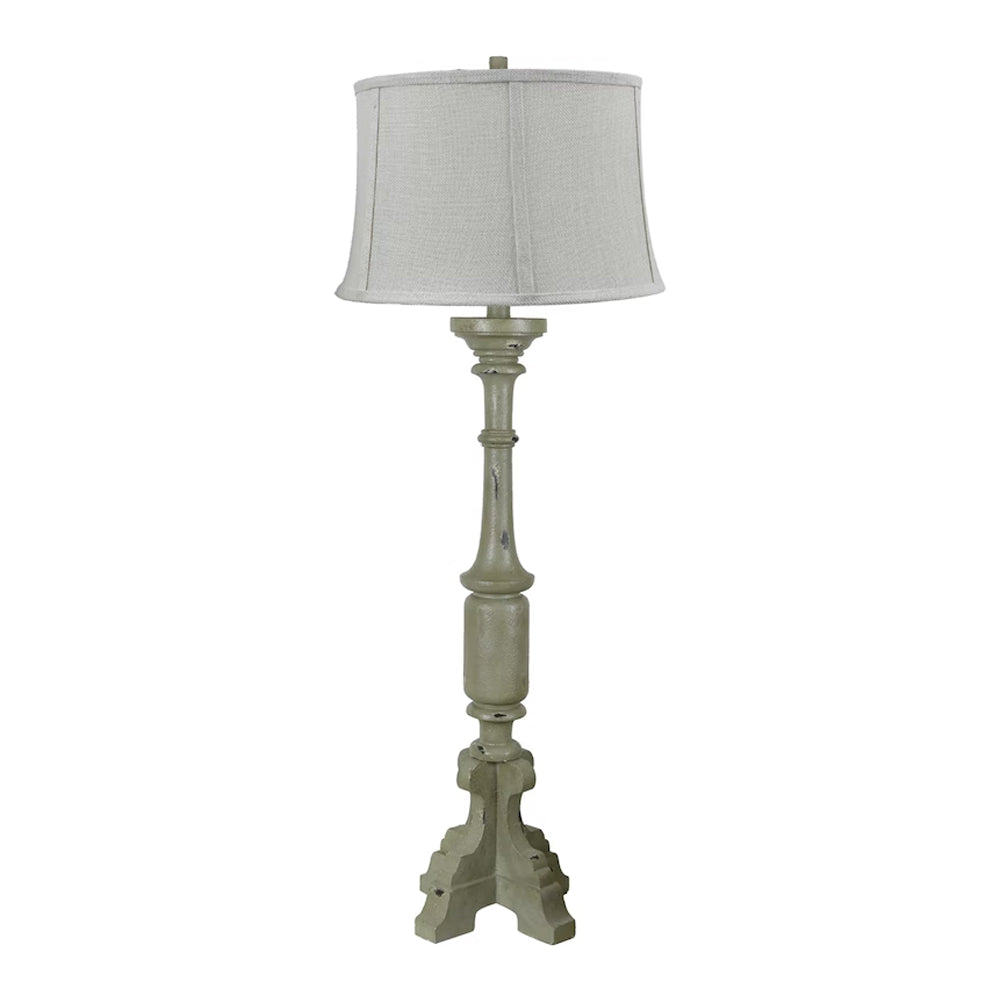 Crestview Collection Analisa 34" Traditional Resin Table Lamp In Farm Green Finish With Cream Burlap Shade